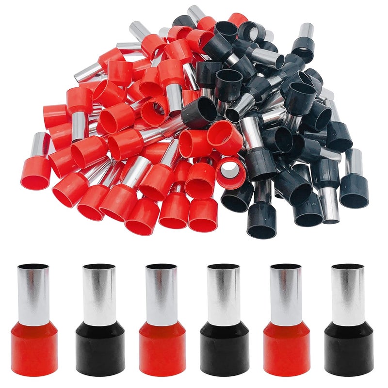Teansic 100 Pcs Wire Ferrules Kits, 2 AWG Wire Ferrule Connectors E35-16 Insulated Ferrule Pin Cord End Terminals, Red Black - Image 1